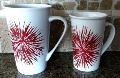 2 tazas de café Starbucks fuegos artificiales flor ráfaga roja blanca alta 12 17,8 fl oz  Foto 1 de 4