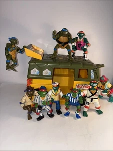 Vintage Teenage Mutant Ninja Turtles TMNT Party Bus e 9 personaggi - Foto 1 di 22