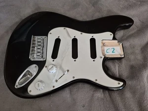 Squier By Fender Mini Stratocaster Strat 3/4 Guitar Body Black + Hardtail Bridge - Picture 1 of 12