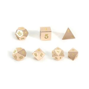 Medal Dice Poly Set Rose Gold Metal w/Gold - Skull Case (7) New - Picture 1 of 2
