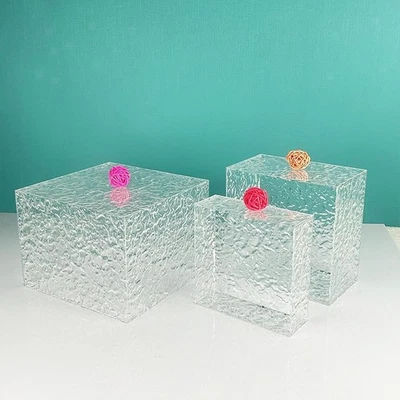 3x Acrylic Buffet Risers Cube Display Nesting Riser Dessert Table Display Set Foto 1 de 4