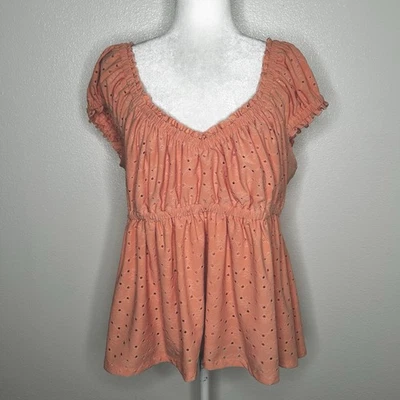 Babydoll elástico cuello en V naranja claro tórrido manga gorra talla 1/1X Foto 1 de 4