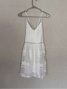 White Lace Mini Dress Women S Spaghetti Straps Bridal Party Two Sisters - Picture 1 of 11