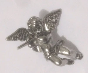 Angel Cherub Guardian Pin Silver Tone Lapel Collectible - Picture 1 of 2