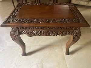 Hand Carved Wooden Asian Side Occasional Table Pedestal Bonsai Stand - Picture 1 of 3
