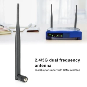 2x Router Antenna WIFI System 6DB High Gain 2.4/5.8G Dual&8209;Band SMA Inne CB - Afbeelding 1 van 22