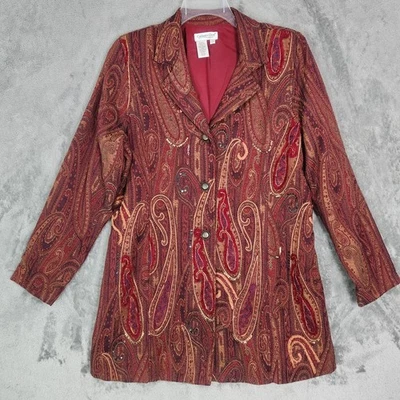 Chaqueta Blazer Coldwater Creek Para Mujer Tapiz Cachemira Talla L Boho Otoño Lentejuelas Foto 1 de 4