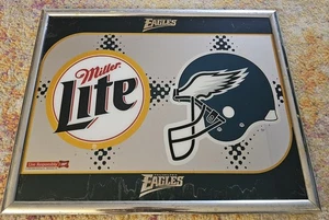 Vintage Philadelphia Eagles/Miller Lite Bar Mirror Sign Rare 26" × 20" - Picture 1 of 10