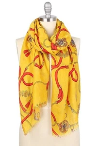 Mujer Chal Bufanda Cadena Amarillo Estampado Multicolor Elegante Clásico 70" x 72" - Imagen 1 de 2
