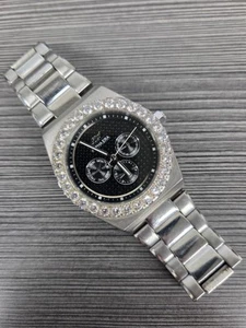 GLD Alpha Era Men Fashion Pave Day Date Silver Tone Quartz 42mm Watch 7 1/2" - Picture 1 of 3