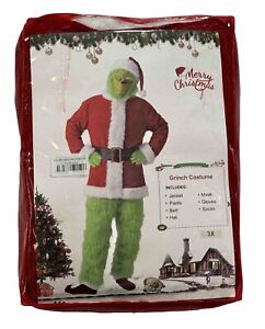 Christmas Adult Santa Grinch Costume 7Pcs  Brand New
