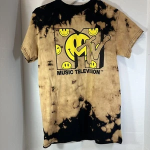 MTV Music Television Unisex schwarz braun Batik T-Shirt Größe Small - Bild 1 von 13