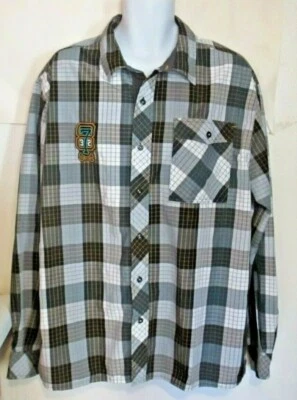 Eight732 long sleeve Button-Up plaid Shirt Grey/Black - Size 3XL j215 - Image 1 of 3