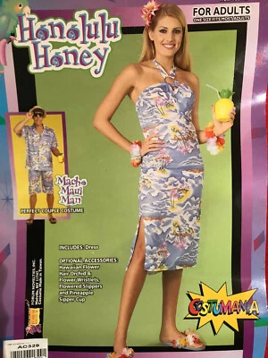 AC329 Forum Novelties Honolulu Honey Hawaiian Dress One Size Fits Most - Image 1 of 2