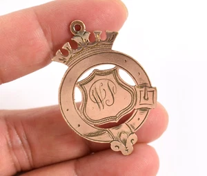 Victorian 9K 9 CT Rose Gold Fob Pendant Buckle Foster & Bailey Initial WJ C1880 - Picture 1 of 6