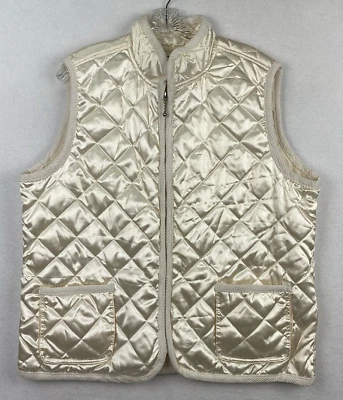 Женский стеганый жилет Laura Scott размер XL большой цвет слоновой кости кремовый на молнии с ложным воротником шелковистый новый без ценников - Изображение 1 из 4