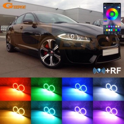 For Jaguar XF XFR X250 2012 - 2015 Multi Color RGB LED Angel Eyes Bluetooth APP - Image 1 of 4