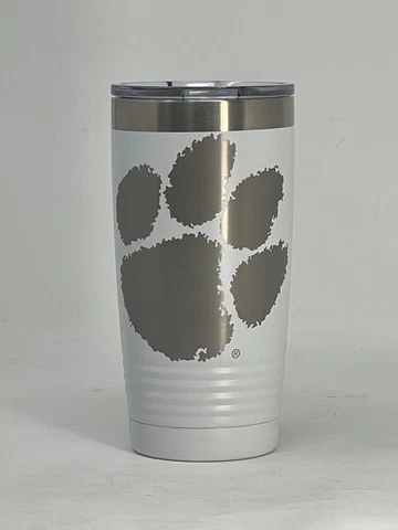 Clemson BIG PAW White 20oz Double Wall Insulated Stainless Steel Tumbler Gift Cover
