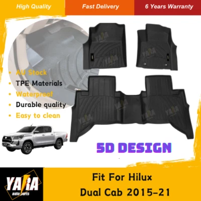Alfombrillas YARA 5D TPE para Toyota Hilux doble cabina 2015-2021 Foto 1 de 4