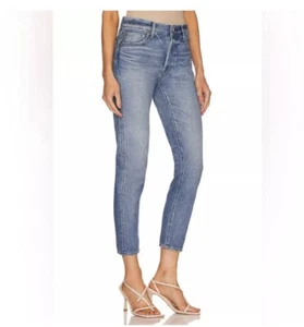 Pantalones de mezclilla Moussy Vintage Evans tiro medio cónicos en azul talla 28 nuevos con etiquetas - Imagen 1 de 12