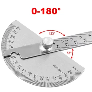 Regla angular de acero inoxidable 180° transportador buscador redondo brazo herramienta de medición - Imagen 1 de 7