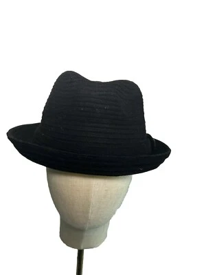 BAILEY OF HOLLYWOOD Black Ribbed 100% Wool FEDORA HAT Size Large - Image 1 of 4