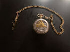 Train Pocket Watch with Chain Quartz Jewelry Keepsake Silver/gold  Color