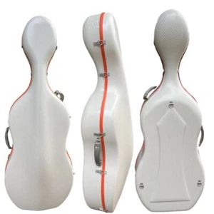 White strip cello case 4/4 with backstraps/wheels /Carbon fiber,Light weight 3kg - Picture 1 of 7