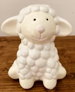 Lillie the Lamb Bank: White & Ivory Ceramic: Money Slot & Stopper Whimsical - Picture 1 of 5