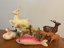 Vtg Antique Lot Celluloid Toy Animals (Horses Fish Swan Tiger Deer)