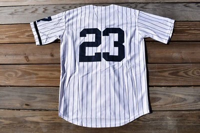 ¡Nuevo! Camiseta de béisbol Don Mattingly NY New York Yankees blanca a rayas para hombre LRG Foto 1 de 2