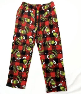 Dr Seuss The Grinch Mens Pajama Pants Sz XL NWT Plaid Plush Don’t Be A Grinch - Picture 1 of 2