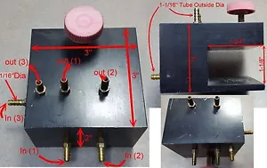 Base de aluminio con 3 entradas / salidas de latón Combustible, aire, agua, gas, aceite - Imagen 1 de 6