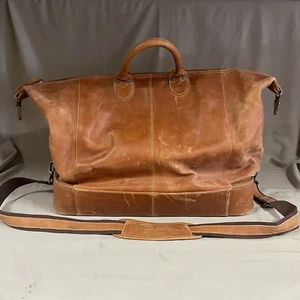 Bolso de Viaje Grande Cuero Genuino Viaje Cuero Real Bolso de Lona Marrón Cuero Alpino - Imagen 1 de 18