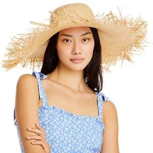 AQUA Natural Tan Straw Sunhat, Raw Edges, NWT! - Picture 1 of 5