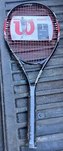Raqueta de tenis Wilson Fusion XL negra roja agarre de 4 3/8" nueva con etiquetas - Imagen 1 de 6