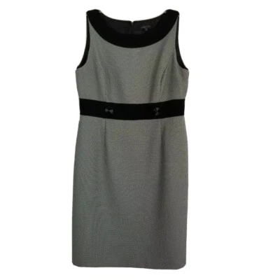 Tahari Sheath Dress 12P Black White Sleeveless Arthur S. Levine Buttons Lined - Image 1 of 4