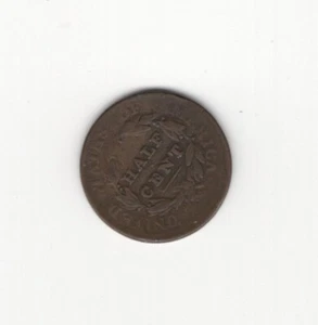 1809 KLASSISCHER KOPF HALBER CENT - GEDREHTE STEMPEL @45 DEG. ROTATION - VORDERSEITE KRATZER - Bild 1 von 2