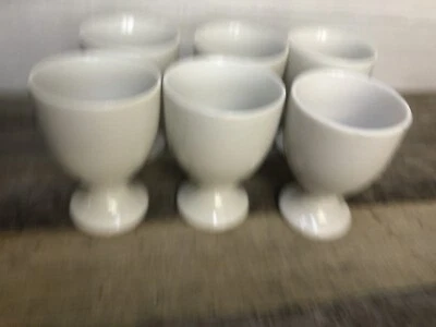 Egg Double Cup Holder Porcelain White Boiled Eggs Kitchen Food Set Of 6 - Image 1 of 3