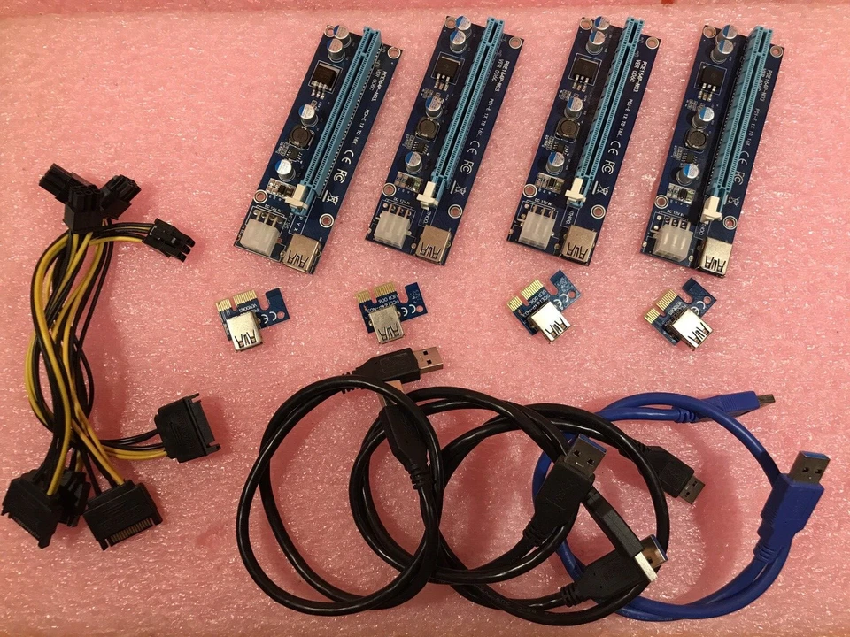 4 PACK PCE164P-N03 VER 006C PCI-E 1x to 16x Powered Riser Adapter Card MINING  - Image 1 of 2