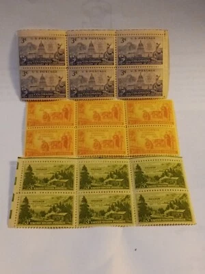 MINT NH OG THREE 3 CENT STAMP BLOCKS 18 STAMPS CV 8.40 - Image 1 of 4