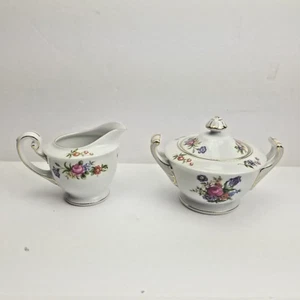 Kyoto Fine Rose Pattern Creamer And Sugar Bowl - Picture 1 of 19