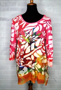 Leoma Lovegrove Shirt Womens Large Asymmetrical Sheer 3/4 Sleeve Top - Picture 1 of 7
