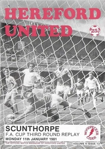 Football Programme HEREFORD UNITED v SCUNTHORPE UNITED Jan 1982 FAC - Picture 1 of 1