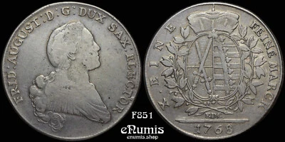 Germany, Saxony, Friedrich August III, Taler 1768 EDC, Dresden, VF - Image 1 of 4