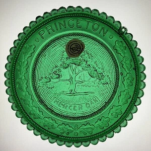 Mercer Oak Tree Princeton New Jersey Town County Seal Pairpoint Glass Cup Plate - Picture 1 of 11