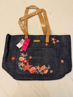 BOLSO DE MANO VERA BRADLEY BOLSILLO DELANTERO PAJA AZUL MARINO COMO NUEVO CON ETIQUETAS (J-5) Foto 1 de 4