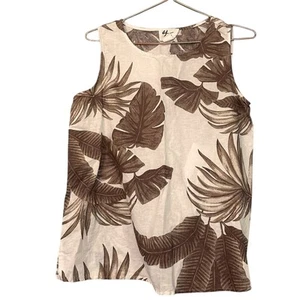Andrea Jovine Linen Sleeveless Top - Tropical Neutral - Size Small - Picture 1 of 6