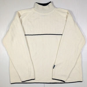 Maglione vintage Southpole uomo 5XL panna bianco nero orlo maglia a costine finto collo - Foto 1 di 10