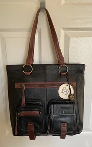 The SAK IRIS Large Tote Black And Brown Pebble Leather Shoulder Bag. NWT! - Picture 1 of 7